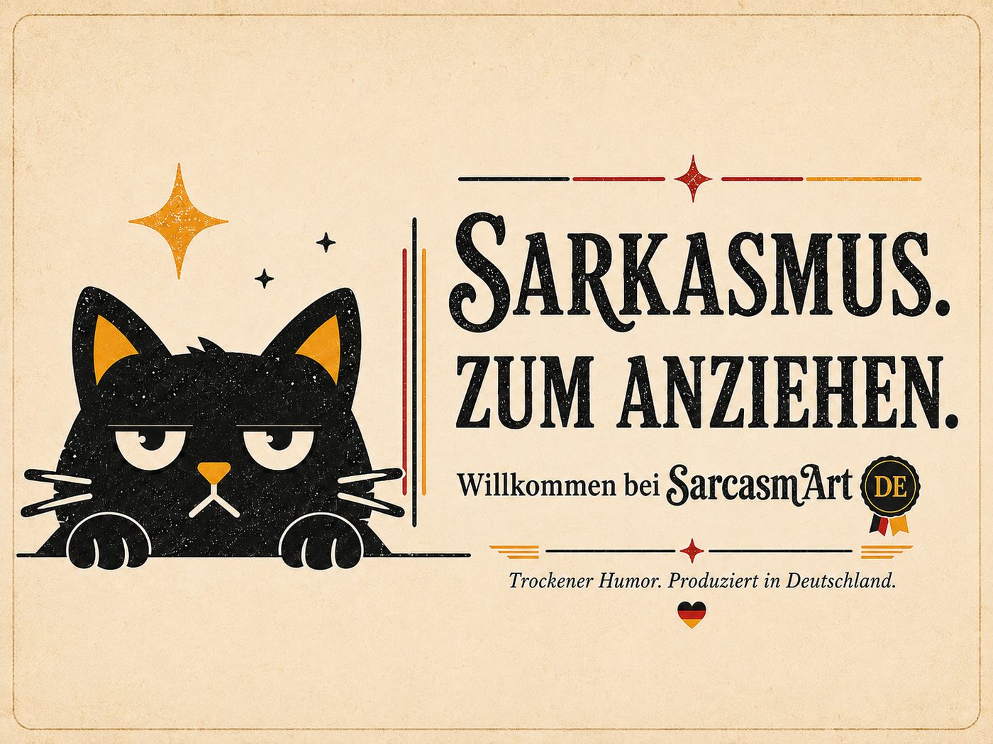 SarcasmArt DE – Sarkasmus. Zum Anziehen. Trockener Humor, produziert in Deutschland.