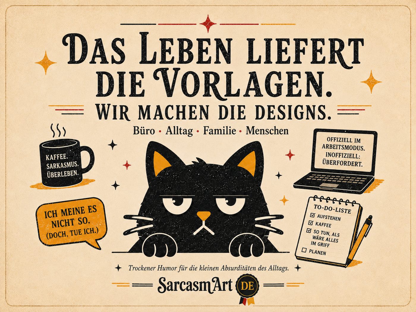 Das Leben liefert die Vorlagen. Wir machen die Designs. Büro, Alltag, Familie, Menschen.
