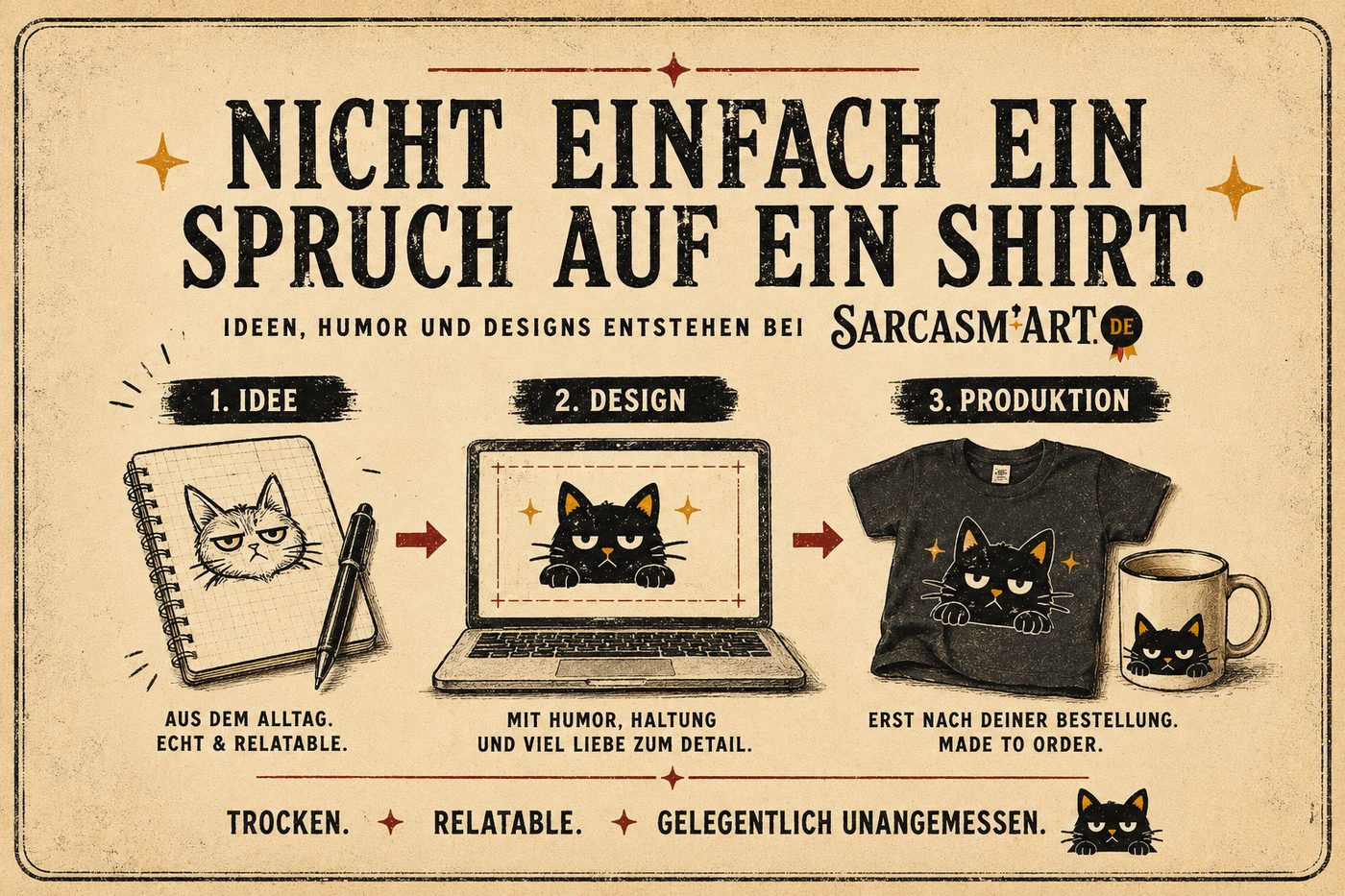 Nicht einfach ein Spruch auf ein Shirt: Idee, Design, Produktion bei SarcasmArt.
