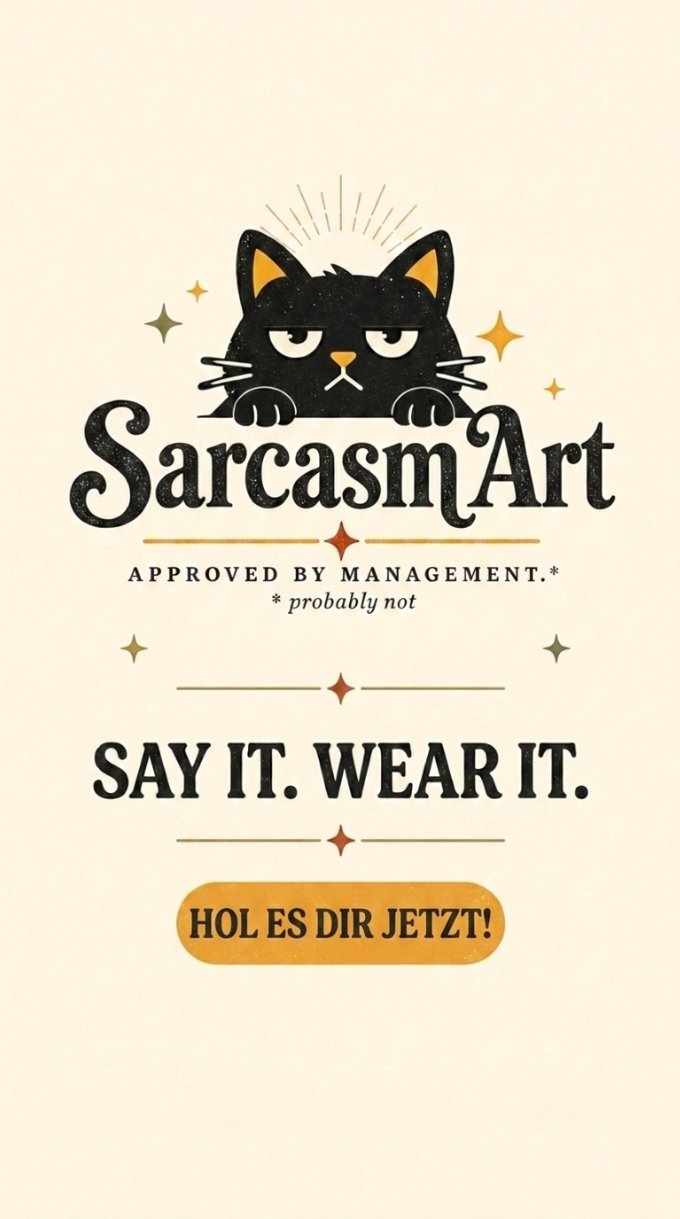 SarcasmArt – Approved by management (probably not). Say it. Wear it. Hol es dir jetzt!